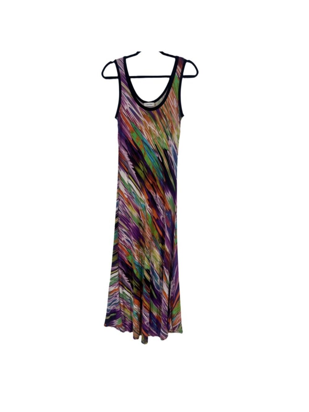 Calvin Klein Multicolor Watercolor Abstract Maxi Dress 8 Stretch Jersey Flowy - Picture 2 of 7